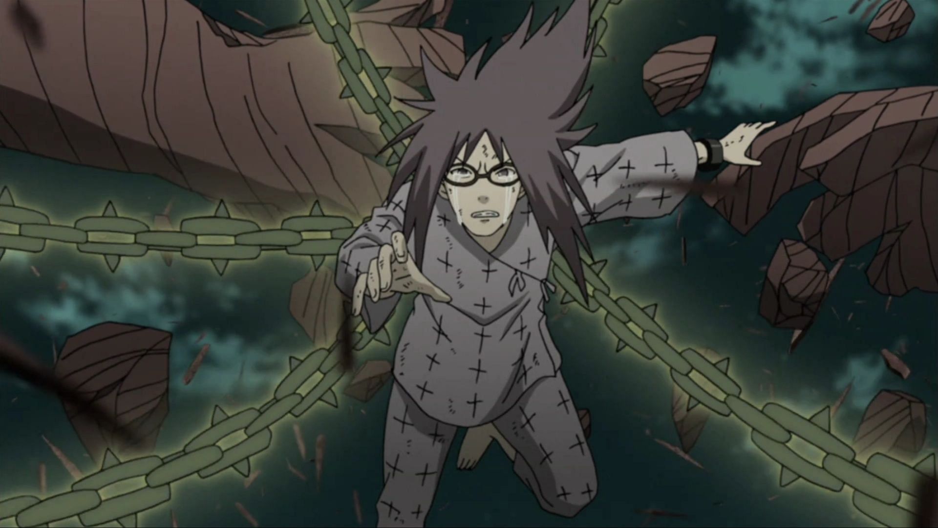 Karin is using her incomplete version of the Adamantine Sealing Chains in Naruto (Image via Pierrot)